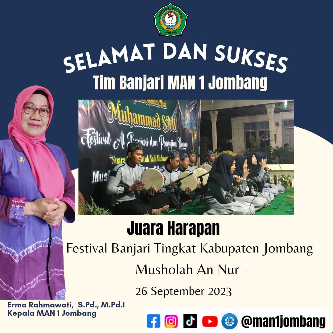 MAN 1 Jombang Juara Harapan Festival Banjari Se-Kabupaten