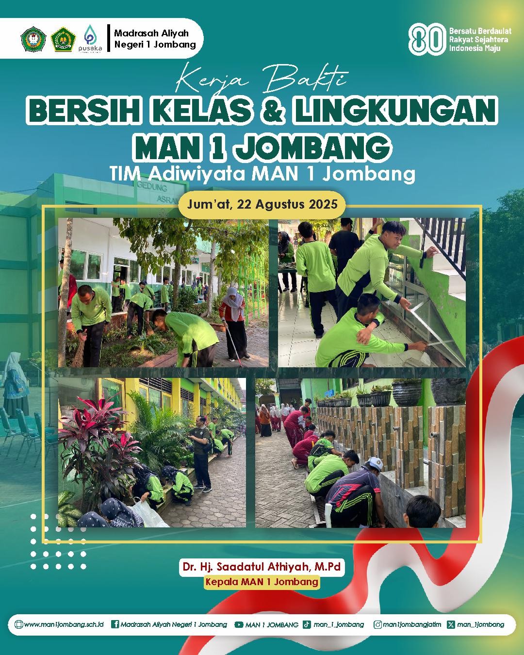 Semangat Gotong Royong, MAN 1 Jombang Gelar Kerja Bakti Bersama