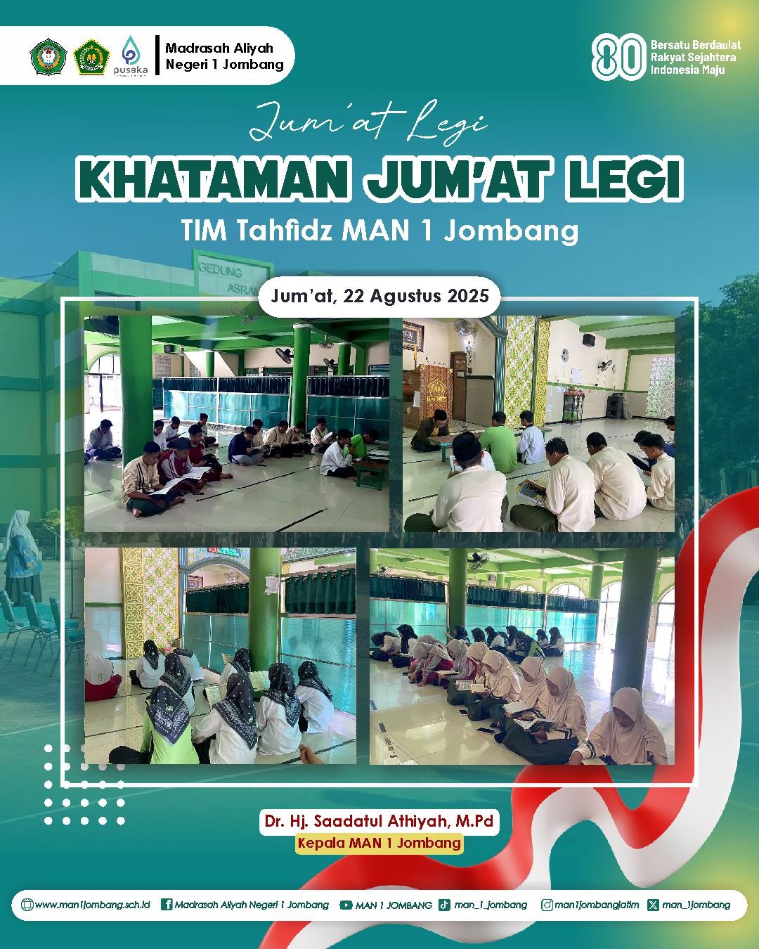 Dari Bersih Lingkungan ke Bersih Hati: MAN 1 Jombang Gelar Khotmil Quran