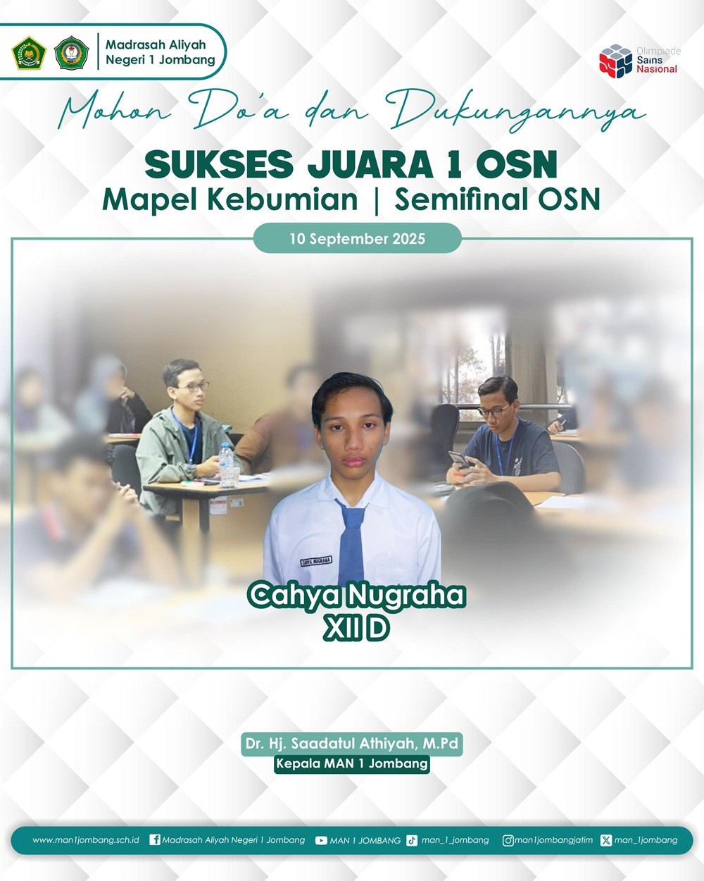 Cahya Nugraha, Siswa MAN 1 Jombang Tembus Semifinal OSN Kebumian 2025