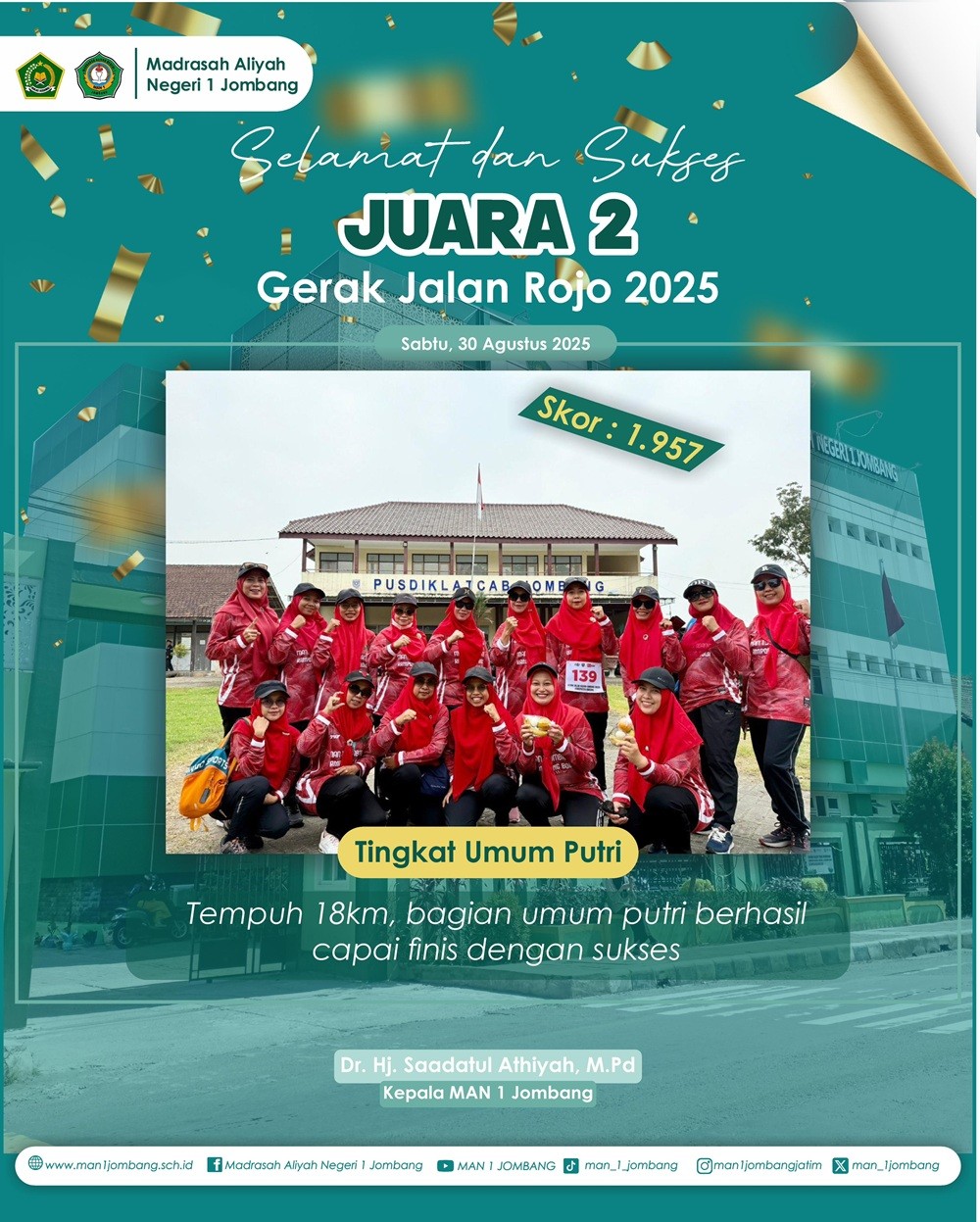 Elegan di Setiap Langkah: Tim Gerak Jalan Putri MAN 1 Jombang Raih Juara 2 di Ajang Rojo 2025