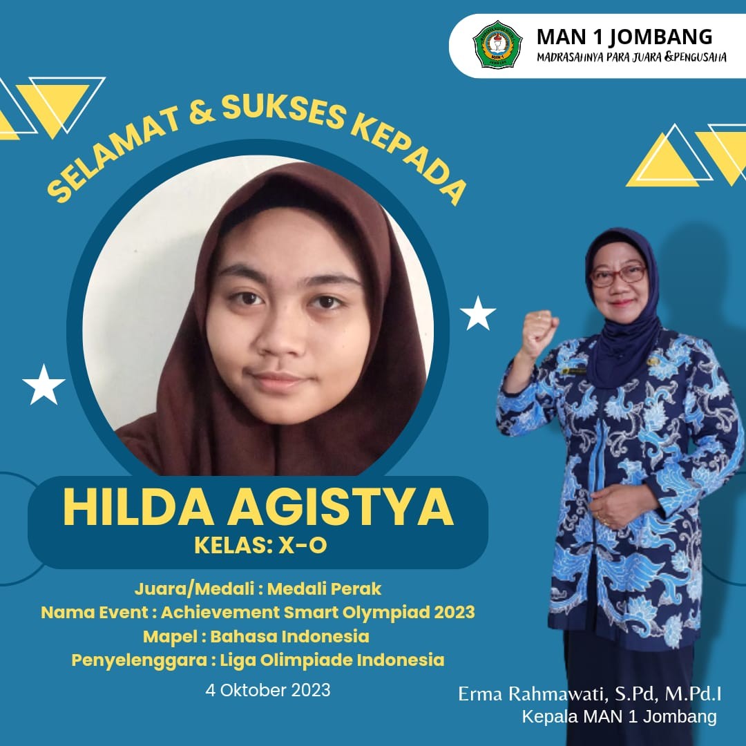 Siswa Berprestasi MAN 1 Jombang: Hilda Agistya Raih Perak Achievement Smart Olympiad 2023