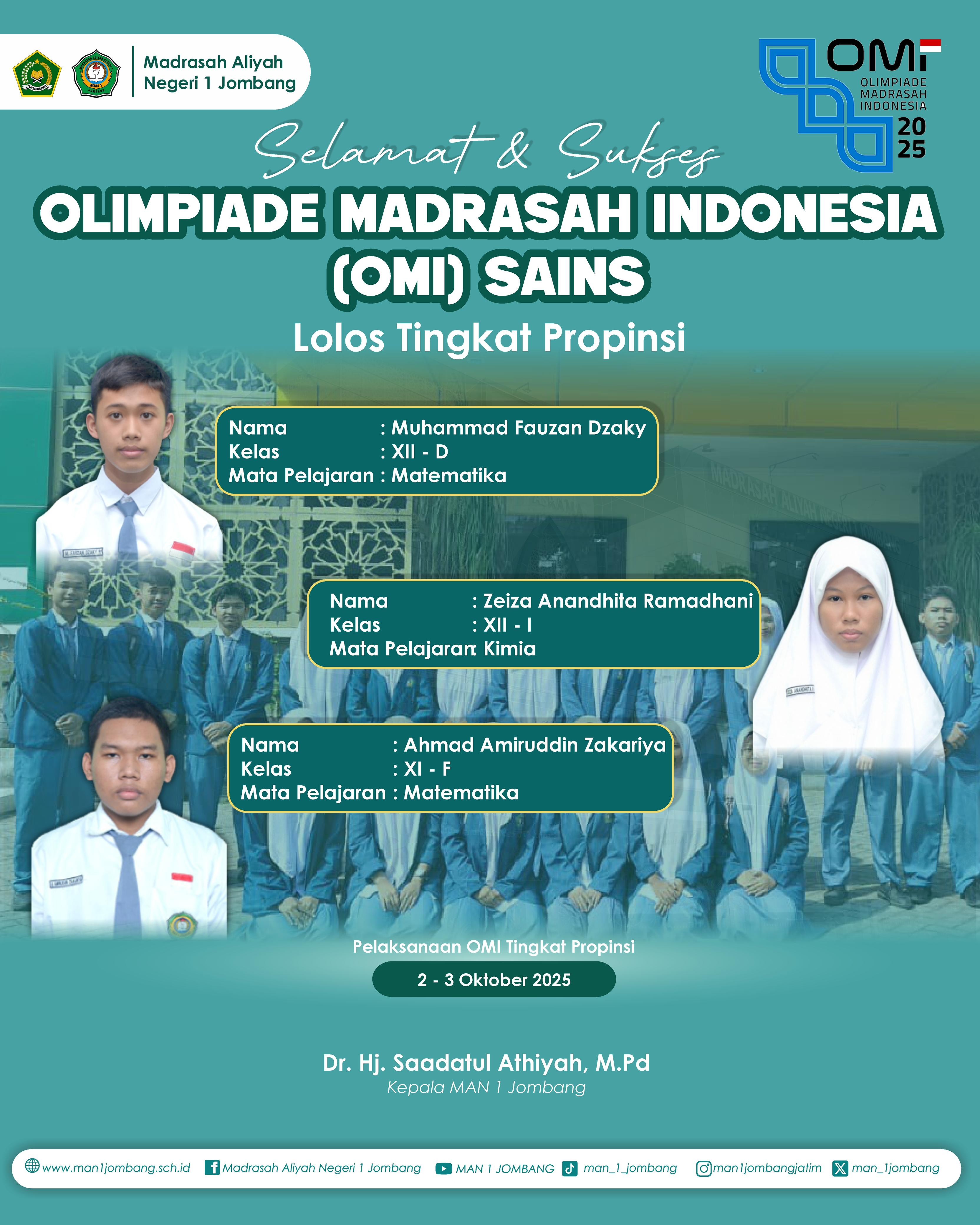 MAN 1 Jombang Melaju ke Tingkat Provinsi di Olimpiade Madrasah Indonesia (OMI) Sains