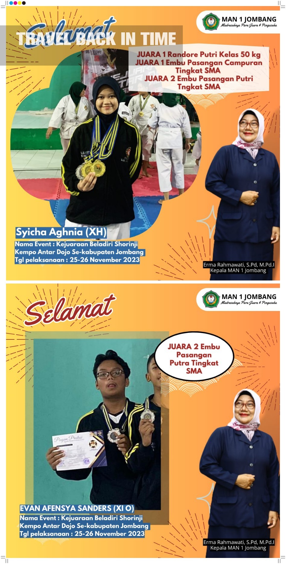 Dua Atlet Kempo MAN 1 Jombang Raih 4 Penghargaan Kejuaraan Shorinji Antar Dojo Se-Kabupaten